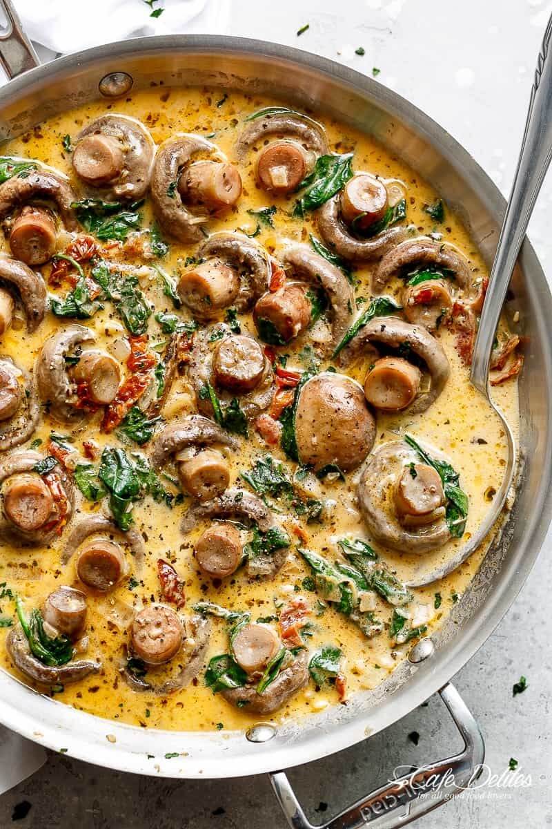 Creamy Garlic Butter Tuscan Mushrooms - Cafe Delites (1)